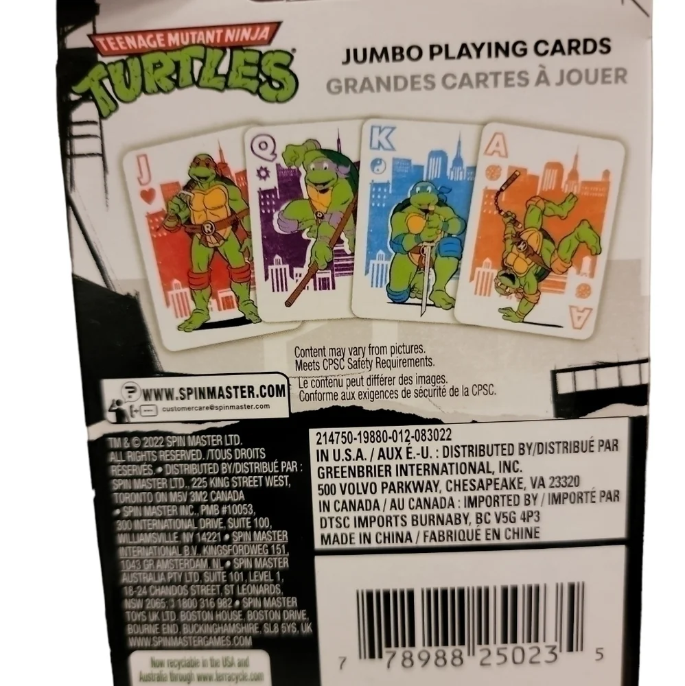 Teenage Mutant Ninja Turtles Jumbo Playing Cards NEW